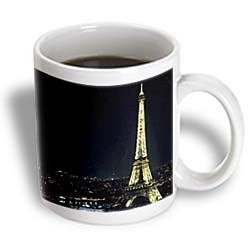 3dRose Eiffel Tower Lit at Night Ceramic Mug, 11-Ounce