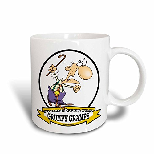 3dRose mug_103235_1 Funny Worlds Greatest Grumpy Gramps Cartoon Ceramic Mug, 11-Ounce