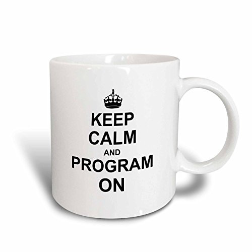 3dRose mug_157757_1 Keep Calm and Program on Carry on Programming Coding Programmer Job Gifts Fun Funny Humor Ceramic Mug, 11-Ounce