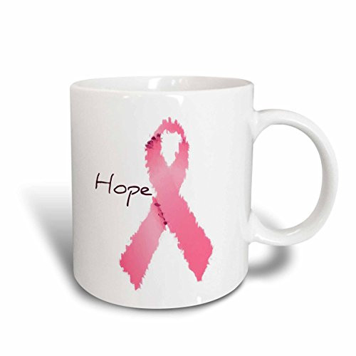 3dRose Painted Pink Ribbon Hope Mug, 11-Ounce