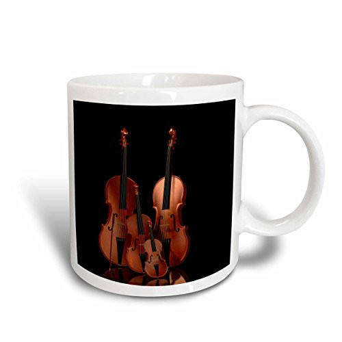 3dRose mug_200920_1 String Instruments Violin, Bass and Cello Ceramic Mug, 11-Ounce