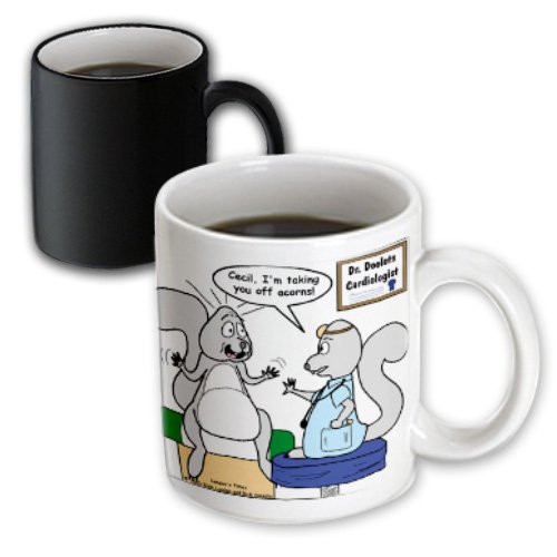 3dRose Doctor Squirrel Md Magic Transforming Mug, 11 oz, Black/White
