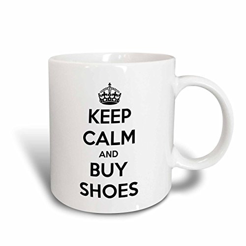 3dRose mug_159574_1 Keep Calm and Buy Shoes Ceramic Mug, 11-Ounce