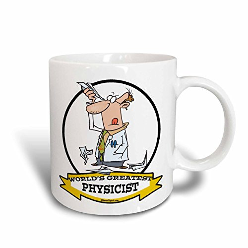 3dRose mug_103436_1 Funny Worlds Greatest Physicist Occupation Job Cartoon Ceramic Mug, 11-Ounce