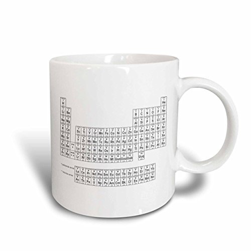 3dRose mug_123989_1 Periodic Table of Elements, Black and White Ceramic Mug, 11-Ounce