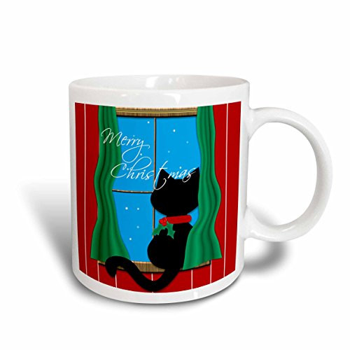 3dRose mug_155257_1 Merry Christmas Cute Black Cat in Snowy Window Ceramic Mug, 11-Ounce 3dRose mug_155257_1 Merry Christmas Cute Black Cat in Snowy Window Ceramic Mug, 11-Ounce