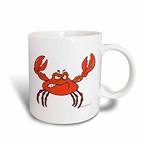 3dRose 104009_1 Funny Angry Crabby Red Crab Ceramic Mug 11 oz White