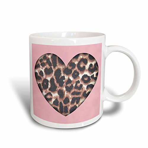 3dRose 30869_1"Pink and Brown Leopard Animal Prints Fashion" Ceramic Mug, 11 oz, Multicolor