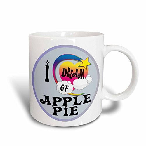 3dRose 165928_1 Cute Girly Heart Star Clouds I Dream Of Apple Pie Ceramic Mug, 11 oz, White