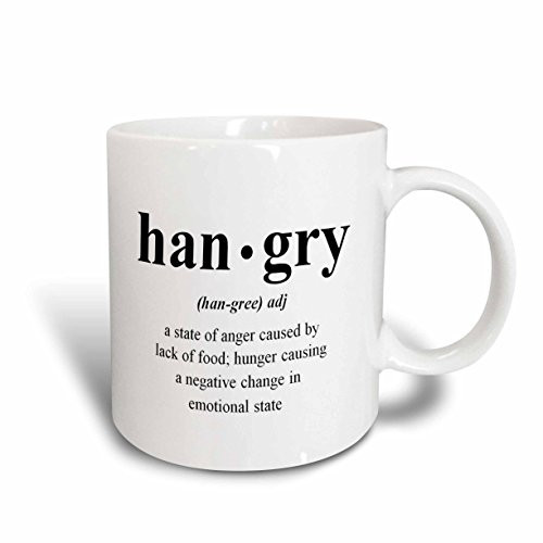 3dRose Hangry a State of Anger Caused by Lack of Food Hangry Definition Hungry Ceramic Mug, 11-Ounce