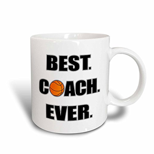 3dRose 212088_1""Basketball Best Coach Ever" Ceramic Mug, 11 oz, White