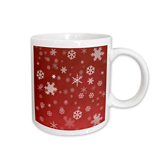 3dRose Winter Snowflakes Red Mug, 11-Ounce
