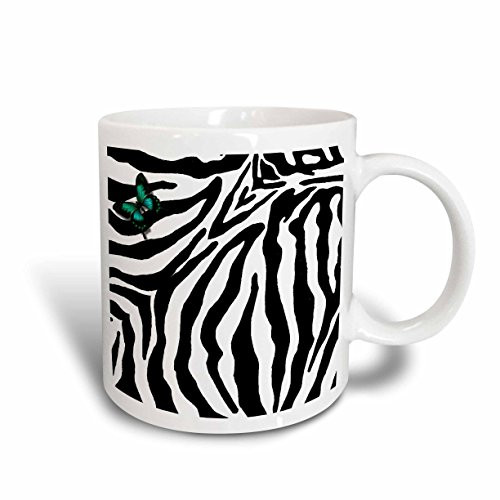 3dRose Butterfly Zebra Print Ceramic Mug, 11-Ounce