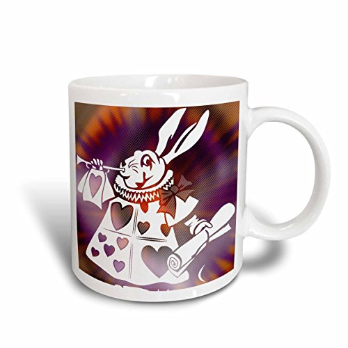 3dRose Magical White Rabbit Cartoon Characters Alice in Wonderland Fun Ceramic Mug, 11-Ounce