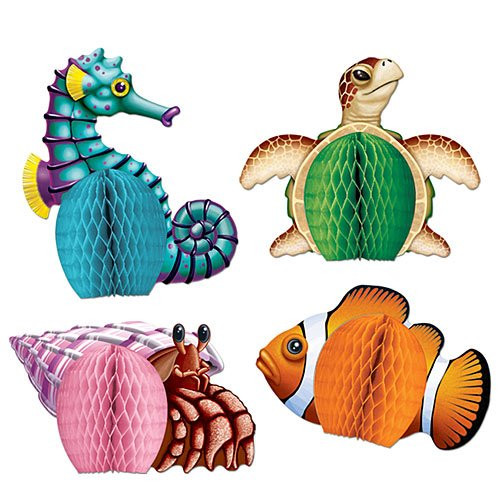 Beistle S50449AZ3 Sea Creatures Mini Centerpieces, Multicolored, 12 Piece
