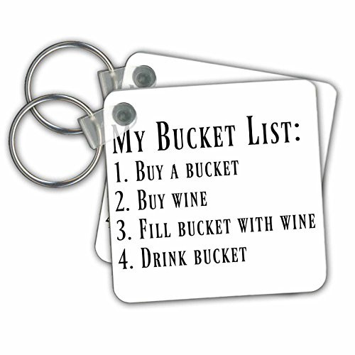 3dRose My Bucket List - Key Chains, 2.25" x 2.25", Set of 2 (kc_253148_1)