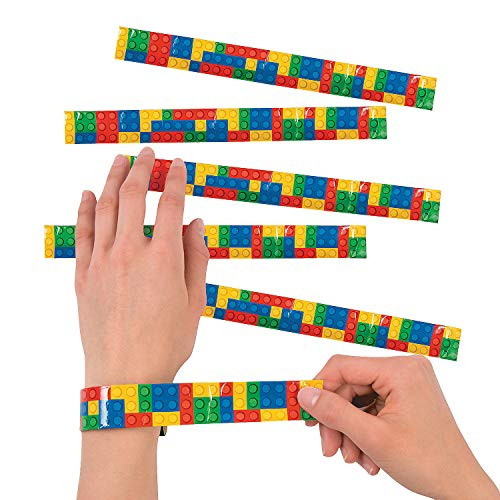 Fun Express Color Brick Party Slap Bracelet for Birthday - Jewelry - Bracelets - Slap Bracelets - Birthday - 12 Pieces
