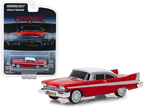 Greenlight 1958 Plymouth Fury Red with White Top Evil Version (Blacked Out Windows) Christine (1983) 1/64 Diecast Model Car 44840B