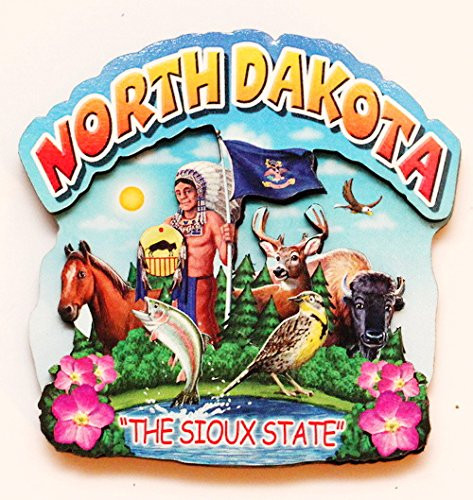 North Dakota State Montage Wood Fridge Magnet 2