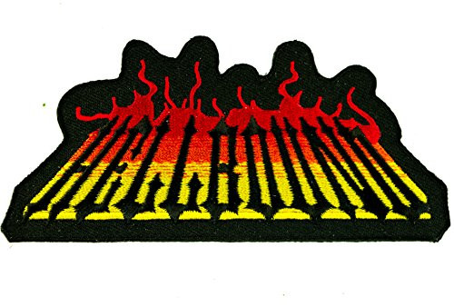 Hellbound Fire Flames Biker Iron on Embroidered Patch AKPT384