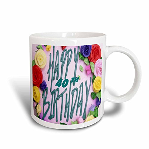 3dRose Happy 40th Birthday Mug, 11-Ounce 3dRose Happy 40th Birthday Mug, 11-Ounce
