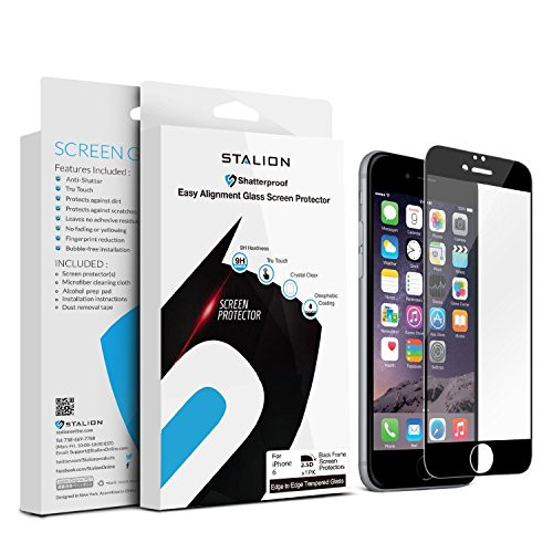 iPhone 6 Screen Protector: Stalion Shield Tempered Liquid Glass Shatterproof Full Screen Frame Edge to Edge Armor Guard (Black) iPhone 6 Screen Protector: Stalion Shield Tempered Liquid Glass Shatterproof Full Screen Frame Edge to Edge Armor Guard (Black)