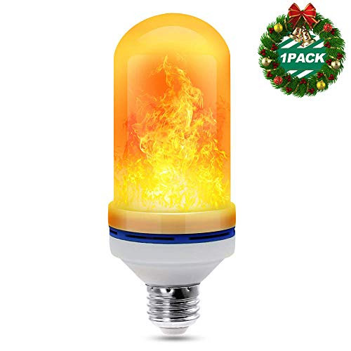 LED Flame Effect Light Bulb - 4 Modes with Upside Down Effect - E26 Standard Base Flame Bulb - 5w - 150Lumen - Flame Bulbs for Halloween or Christmas Home/Hotel/Bar Party Decoration (1Pack)