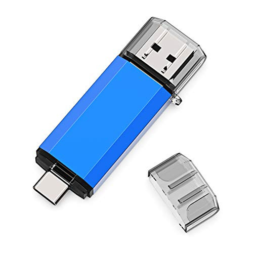 KALSAN 32GB USB Flash Drive, Type C Dual USB Disk(USB-A 3.0/Type C 3.0), High Speed Thumb Drive USB Pen Stick for Type C Smartphones, Tablets, PC, New MacBook-Blue