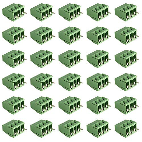 30 Pack 2 Pin 3 Pin PCB Mount Screw Terminal Block Connectors,Socket Strips 5.08mm Pitch for Arduino (30pcs 3pin)