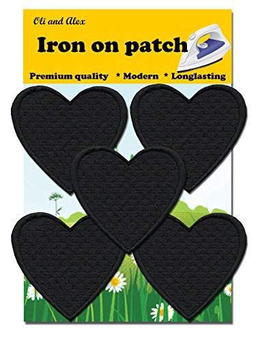Iron On Patches - Black Heart Patch 5 pcs Iron On Patch Embroidered Applique A-76