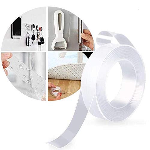 Blasoul Traceless Nano Tape Nano Double Sided Adhesive Tape Removable Adhesive Tape Washable Reusable Nano Gel Grip Tape Transparent Adhesive Silicone Tape Fix Carpet Paste Pictures 3.28FT/1M