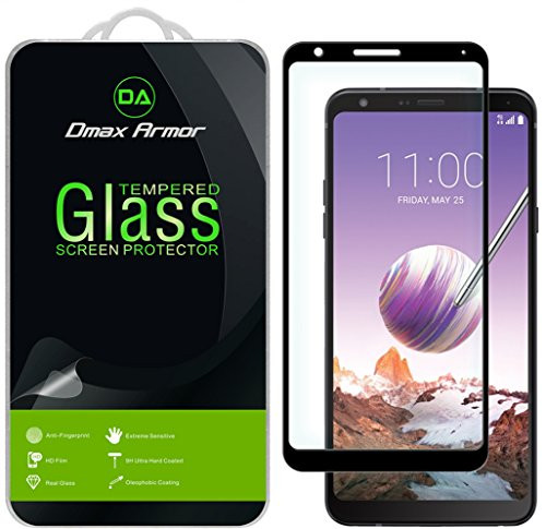 [2-Pack] Dmax Armor for LG Q Stylus [Tempered Glass] Screen Protector, (Full Screen Coverage) (Black)