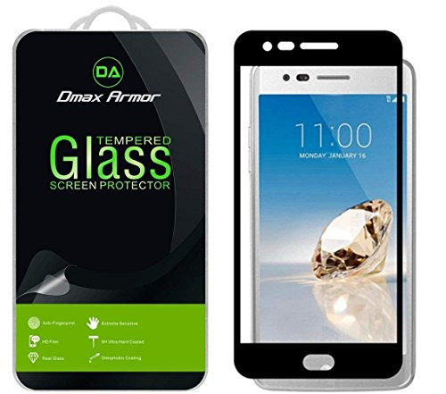 [2-Pack] Dmax Armor for LG Aristo [Tempered Glass] Screen Protector, (Full Screen Coverage) (Black Frame)