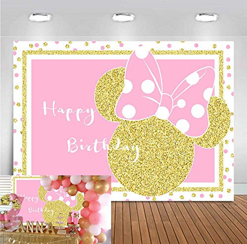 Pink and Gold Theme Photo Background Vinyl Cartoon Golden Glitter Dots for Sweet Toddlers Girls Happy Birthday Photo Booth Studio Props Party Banner Decoration Photography Backdrops Cake Table 5x3ft Pink and Gold Theme Photo Background Vinyl Cartoon Golden Glitter Dots for Sweet Toddlers Girls Happy Birthday Photo Booth Studio Props Party Banner Decoration Photography Backdrops Cake Table 5x3ft