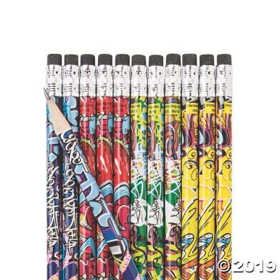Fun Express Graffiti Pencils - Stationery - 24 Pieces