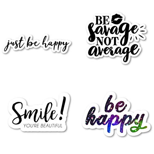 Be Happy Be Beautiful Sticker Pack Inspirational Stickers - 4 Pack - Laptop Stickers - for Laptop, Phone, Tablet Vinyl Decal Sticker (4 Pack) S211297