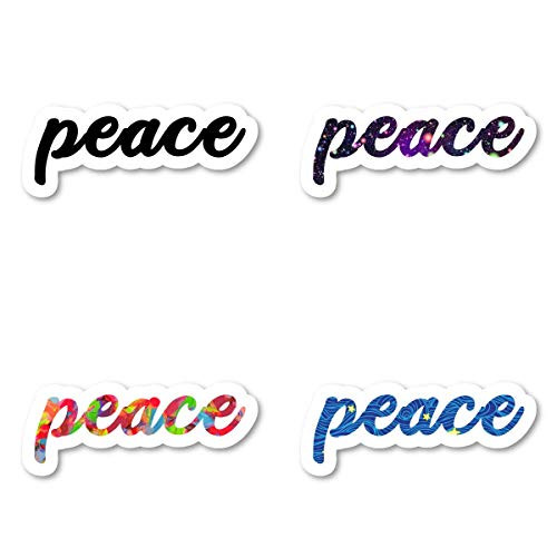 Peace Sticker Pack Inspirational Quotes Stickers - 4 Pack - Laptop Stickers - for Laptop, Phone, Tablet Vinyl Decal Sticker (4 Pack) S211242