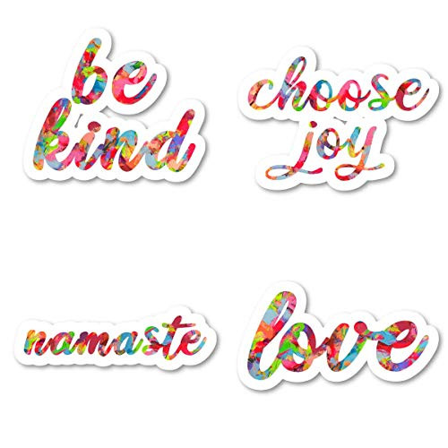 Namaste Be Kind Choose Joy Love Sticker Pack Watercolor Stickers - 4 Pack - Laptop Stickers - for Laptop, Phone, Tablet Vinyl Decal Sticker (4 Pack) S211203