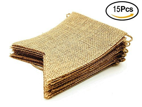 Vintage Burlap Fabric Flag Adjustable Bunting Banner Garland Wedding Birthday Party Decoration