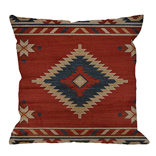 HGOD DESIGNS Vintage Southwest Native American Throw Pillow Case,Cotton Linen Cushion Cover Square Standard Home Decorative for Men/Women 18x18 inch Red 