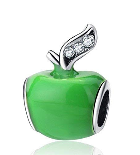 J&M Green Apple with Crystals Charm Bead for Charms Bracelets
