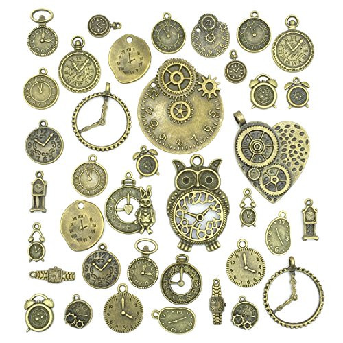 Antiqued Bronze Clock Face Charm Pendant, JIALEEY Wholesale Bulk Lots Mixed Gears Steampunk Charms Pendants DIY for Necklace Bracelet Jewelry Making and Crafting, 100g(38PCS) Antiqued Bronze Clock Face Charm Pendant, JIALEEY Wholesale Bulk Lots Mixed Gears Steampunk Charms Pendants DIY for Necklace Bracelet Jewelry Making and Crafting, 100g(38PCS)