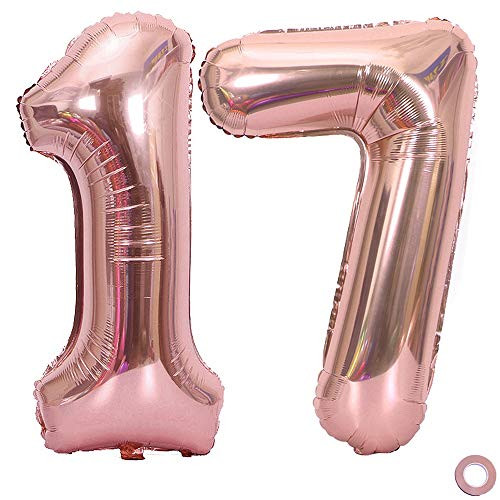 Juland Rose Gold Number Balloons XXL Giant Foil Birthday Balloon Large Foil Mylar Balloons 40 Inch Giant Jumbo Number Balloons for Birthday Party Decorations  17