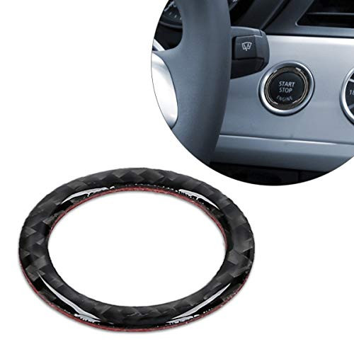 kwmobile Start Stop Button Ring for BMW BMW 3 Series E90/E91/E92/E93 - Carbon Fiber Car Trim Cover Sticker Frame - Black