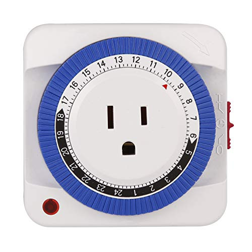 Ledytech Indoor 24-Hour Mechanical Outlet Timer, 3 Prong, Wall Switch