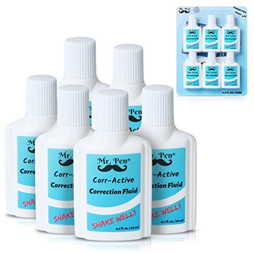 Mr Pen- Correction Fluid, Pack of 6, Correction liquid White, Liquid Eraser, White Correction Fluid Foam, White Fluid, White Out, Office Supplies, Wide Out Fluid, White Correction Tape Pen Fluid