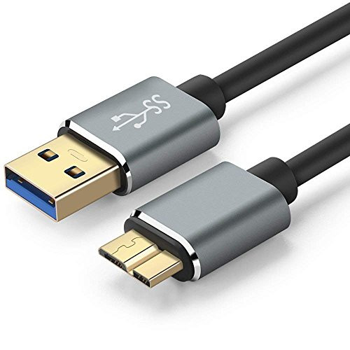 PIHEN Micro B Hard Drive Cable, USB 3.0 to Micro USB 3.0 Charge & Sync Cord with Aluminum Connector,Data Wire for Toshiba Canvio, WD External Hard Drive, Samsung Galaxy S5, Note 3 and More(6FT)