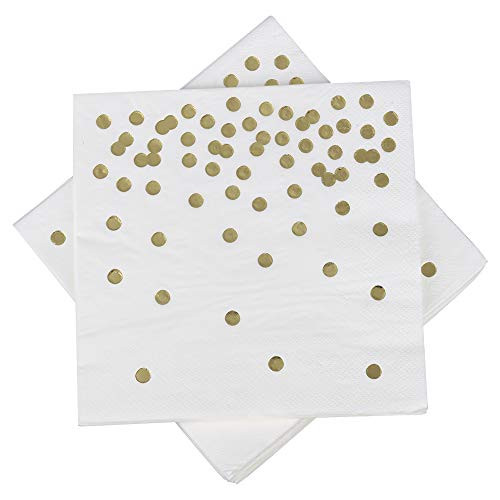 White and Gold Dot Paper Napkins 6.5'' 50counts 3-Ply Gold Foil Luncheon Napkins Perfect for Wedding Birthday Anniversary Baby Shower Bridal Shower Celebrations Weekend Party (Gold Dot 6.5''x6.5'') White and Gold Dot Paper Napkins 6.5'' 50counts 3-Ply Gold Foil Luncheon Napkins Perfect for Wedding Birthday Anniversary Baby Shower Bridal Shower Celebrations Weekend Party (Gold Dot 6.5''x6.5'')