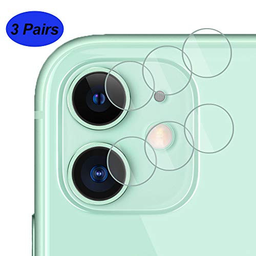 ROSAUI for iPhone 11 Camera Lens Protector [3 Pairs] Back Camera Lens Tempered Glass Screen High Definition Ultra-Thin Transparent Anti-Scratch Easy Install Bubble Free for iPhone 11 [Dual-Camera]