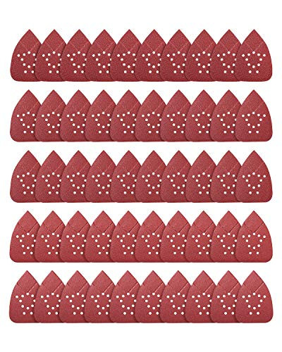 Mouse Sandpaper Mouse Sander Pads 50 PCS Mouse Detail Sander Sandpaper 60/80/120/150/220 Grits Palm Sander Sandpaper 12 Hole Mouse Sander Sandpaper SATC